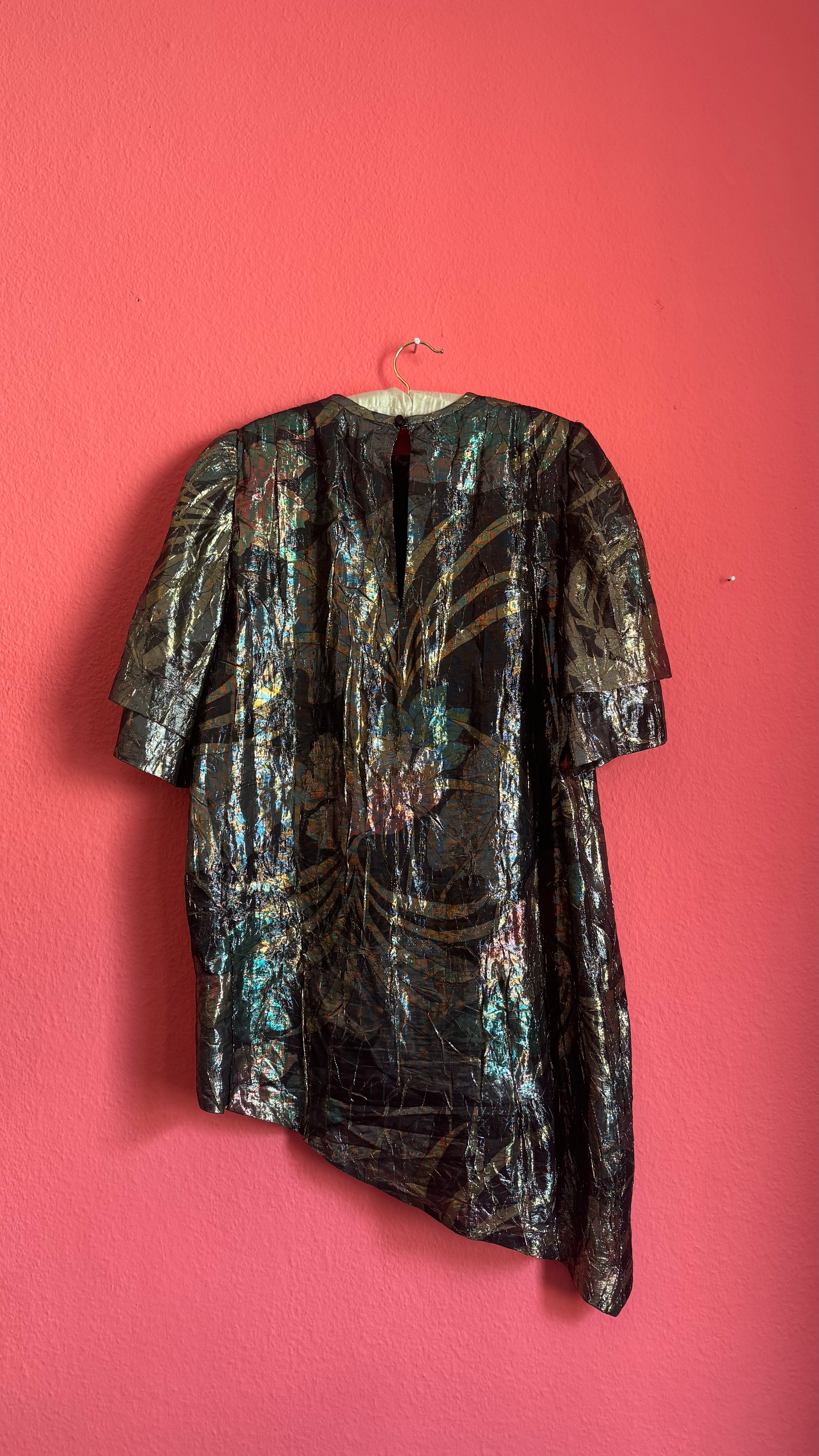 Vintage 1980s Metallic Oversized Dress With Two Matching Scarves