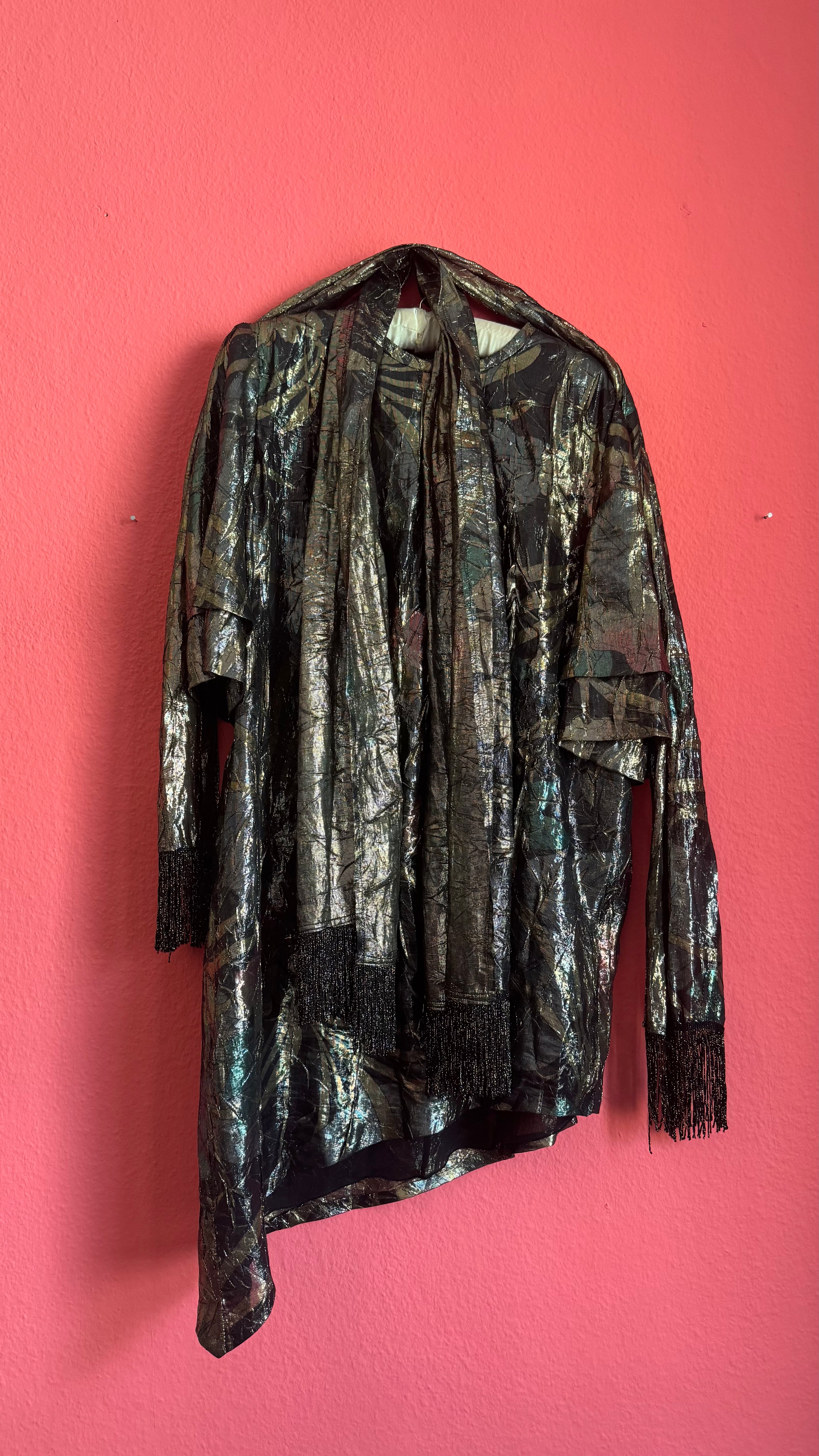 Vintage 1980s Metallic Oversized Dress With Two Matching Scarves