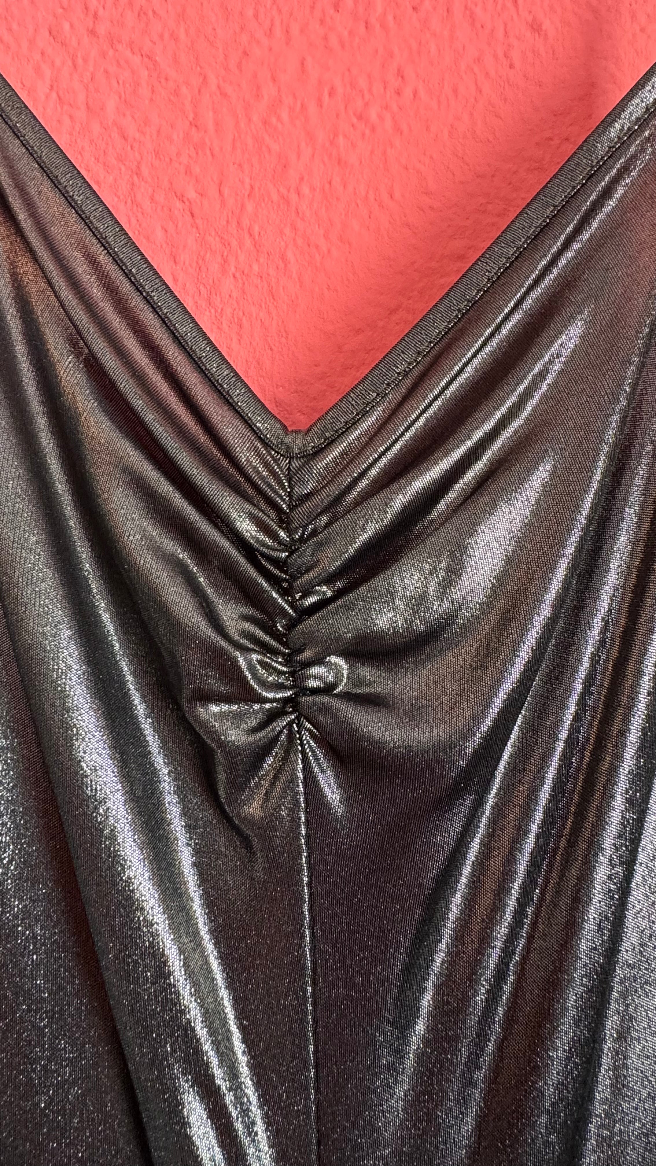 Vintage 2000s Patrizia Pepe Metallic Black Ruched Maxi Dress