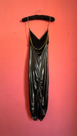 Vintage 2000s Patrizia Pepe Metallic Black Ruched Maxi Dress