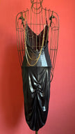 Vintage 2000s Patrizia Pepe Metallic Black Ruched Maxi Dress