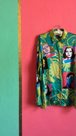 Vintage 1990s Escada Silk Pop Art Portrait Blouse