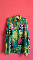 Vintage 1990s Escada Silk Pop Art Portrait Blouse