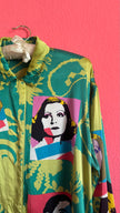 Vintage 1990s Escada Silk Pop Art Portrait Blouse