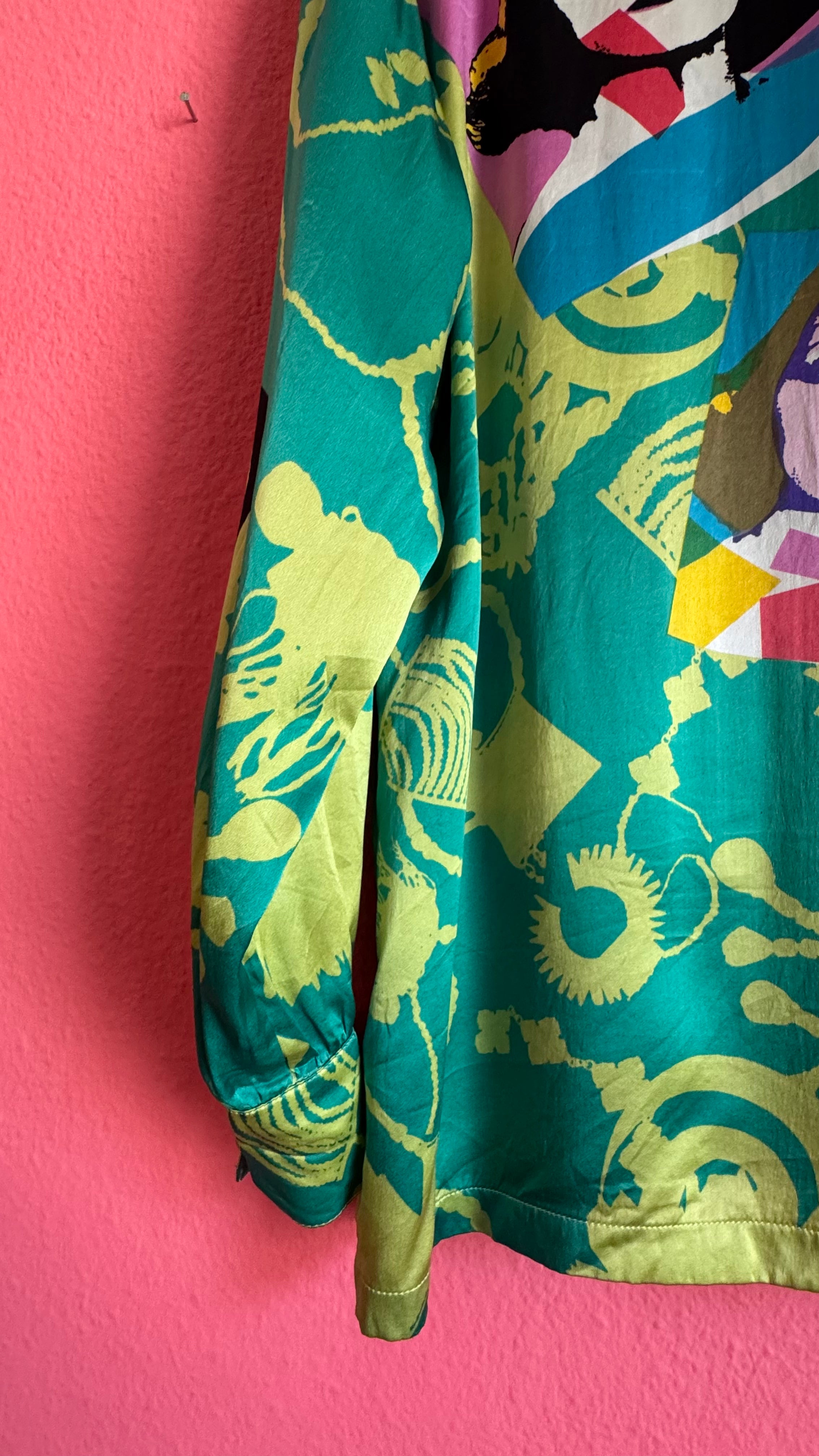 Vintage 1990s Escada Silk Pop Art Portrait Blouse