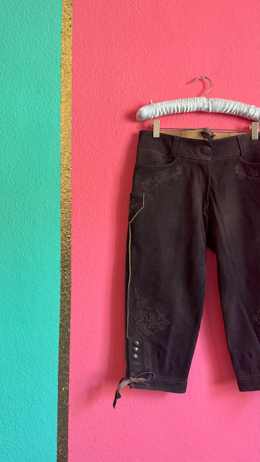 Vintage 1990s Brown Suede Tracht Knickerbockers by Stickerpoint