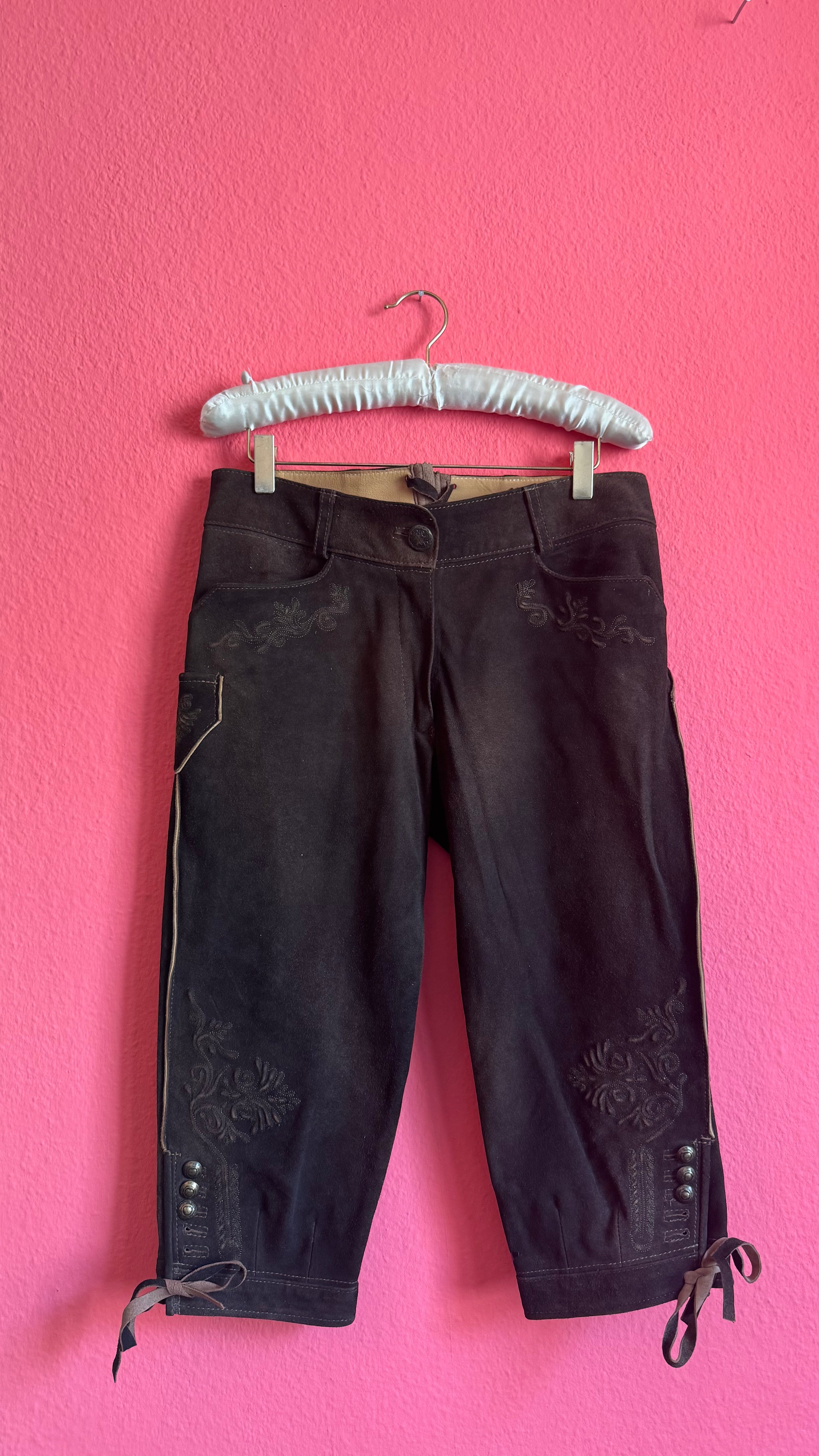 Vintage 1990s Brown Suede Tracht Knickerbockers by Stickerpoint