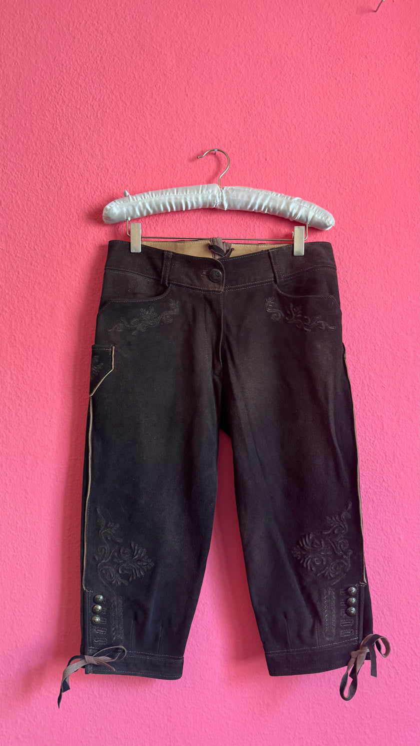Vintage 1990s Brown Suede Tracht Knickerbockers by Stickerpoint