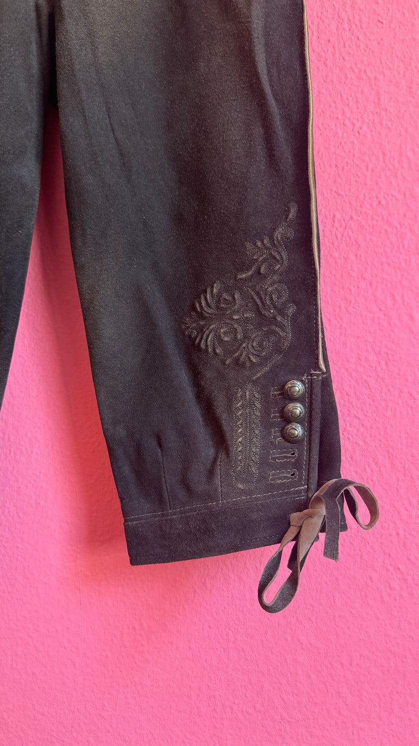 Vintage 1990s Brown Suede Tracht Knickerbockers by Stickerpoint