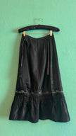 Vintage 1980s Black Satin Tracht Apron With Floral Embroidery