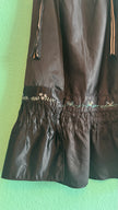 Vintage 1980s Black Satin Tracht Apron With Floral Embroidery
