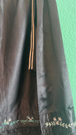 Vintage 1980s Black Satin Tracht Apron With Floral Embroidery
