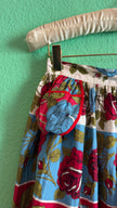Vintage 1950s Rose Print Cotton Apron in Red and Blue