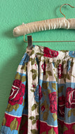 Vintage 1950s Rose Print Cotton Apron in Red and Blue