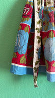Vintage 1950s Rose Print Cotton Apron in Red and Blue