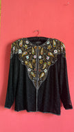 Vintage 1980s Black Silk Beaded Evening Jacket