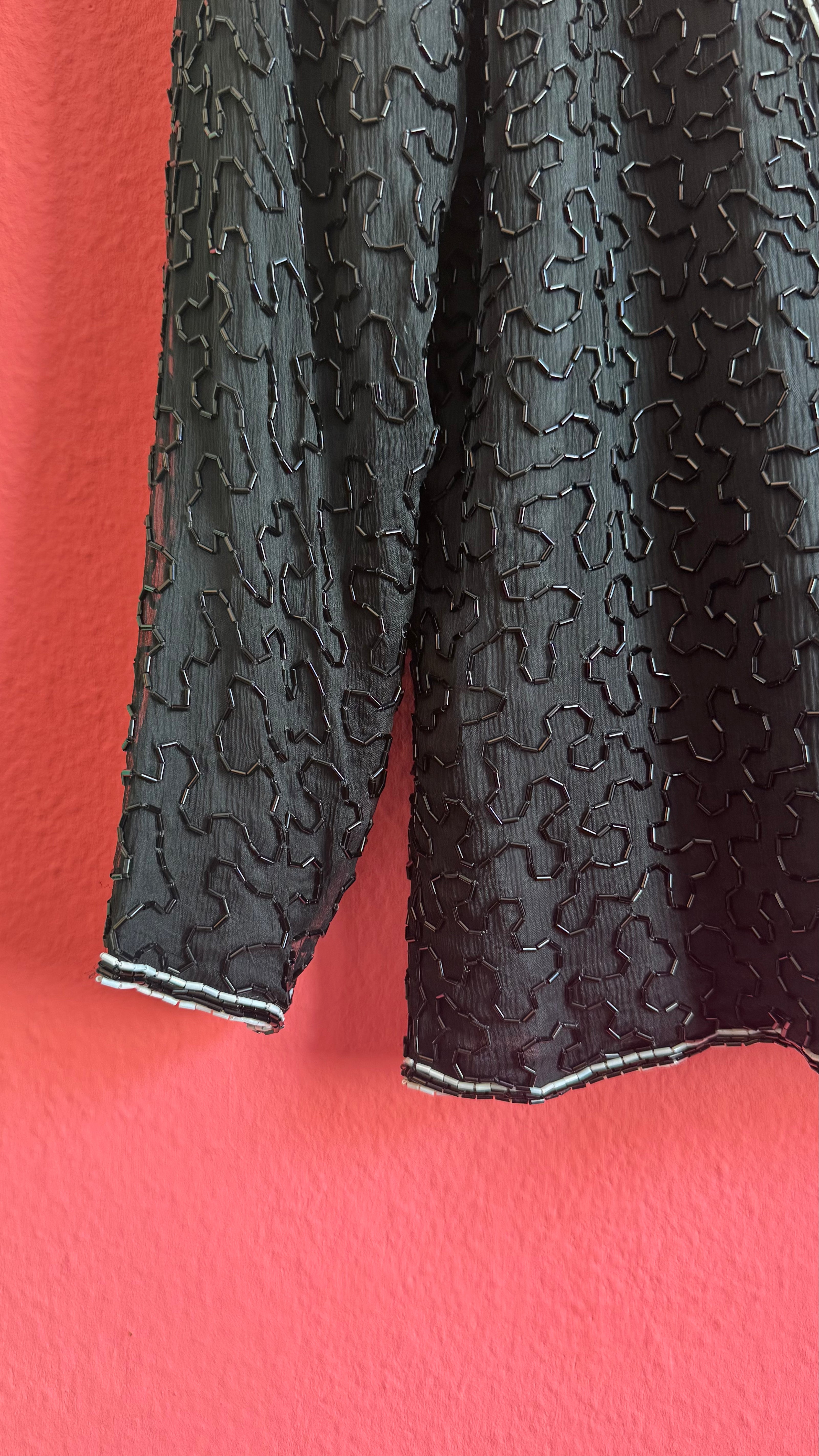 Vintage 1980s Black Silk Beaded Evening Jacket