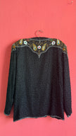 Vintage 1980s Black Silk Beaded Evening Jacket