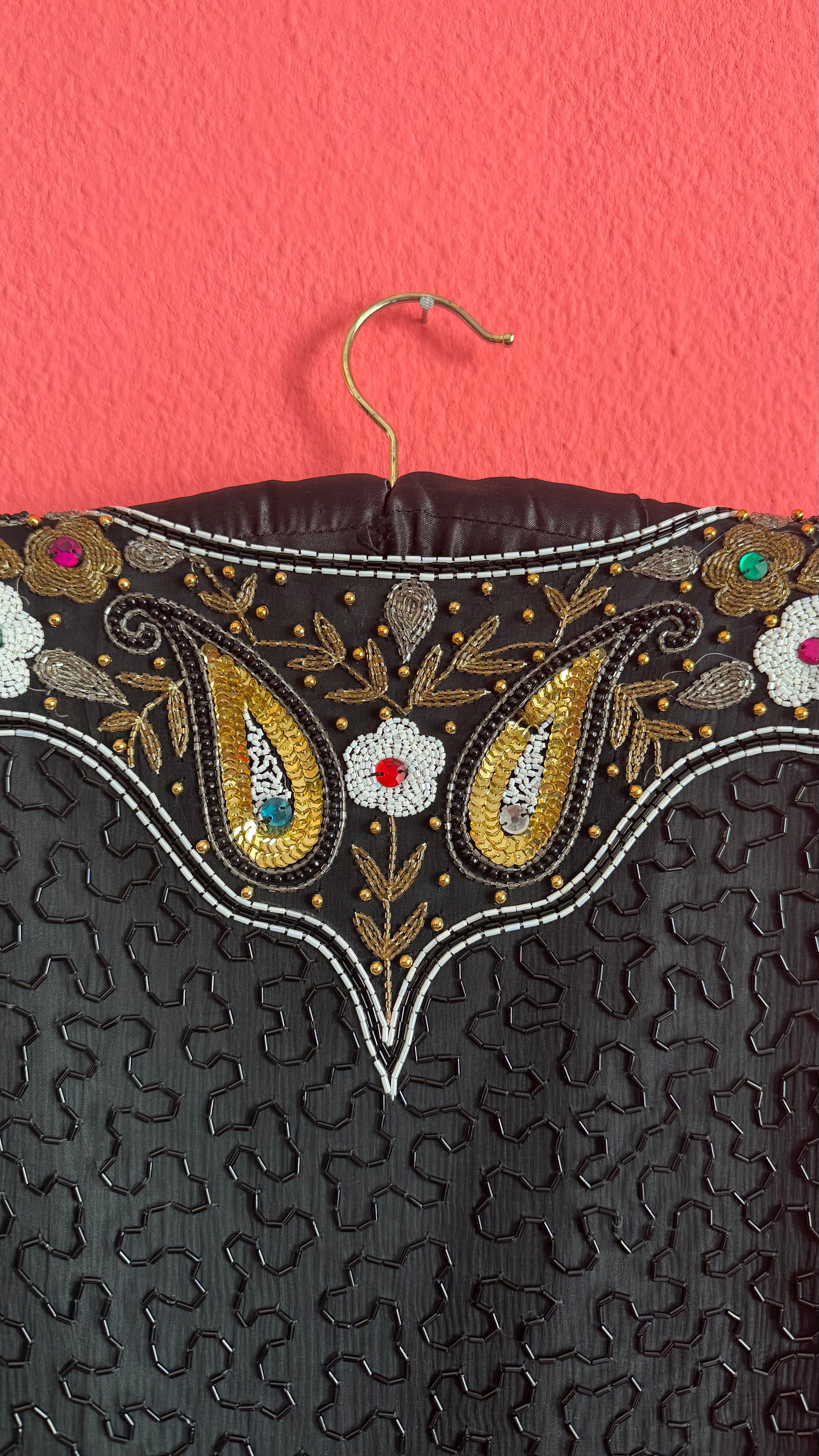Vintage 1980s Black Silk Beaded Evening Jacket