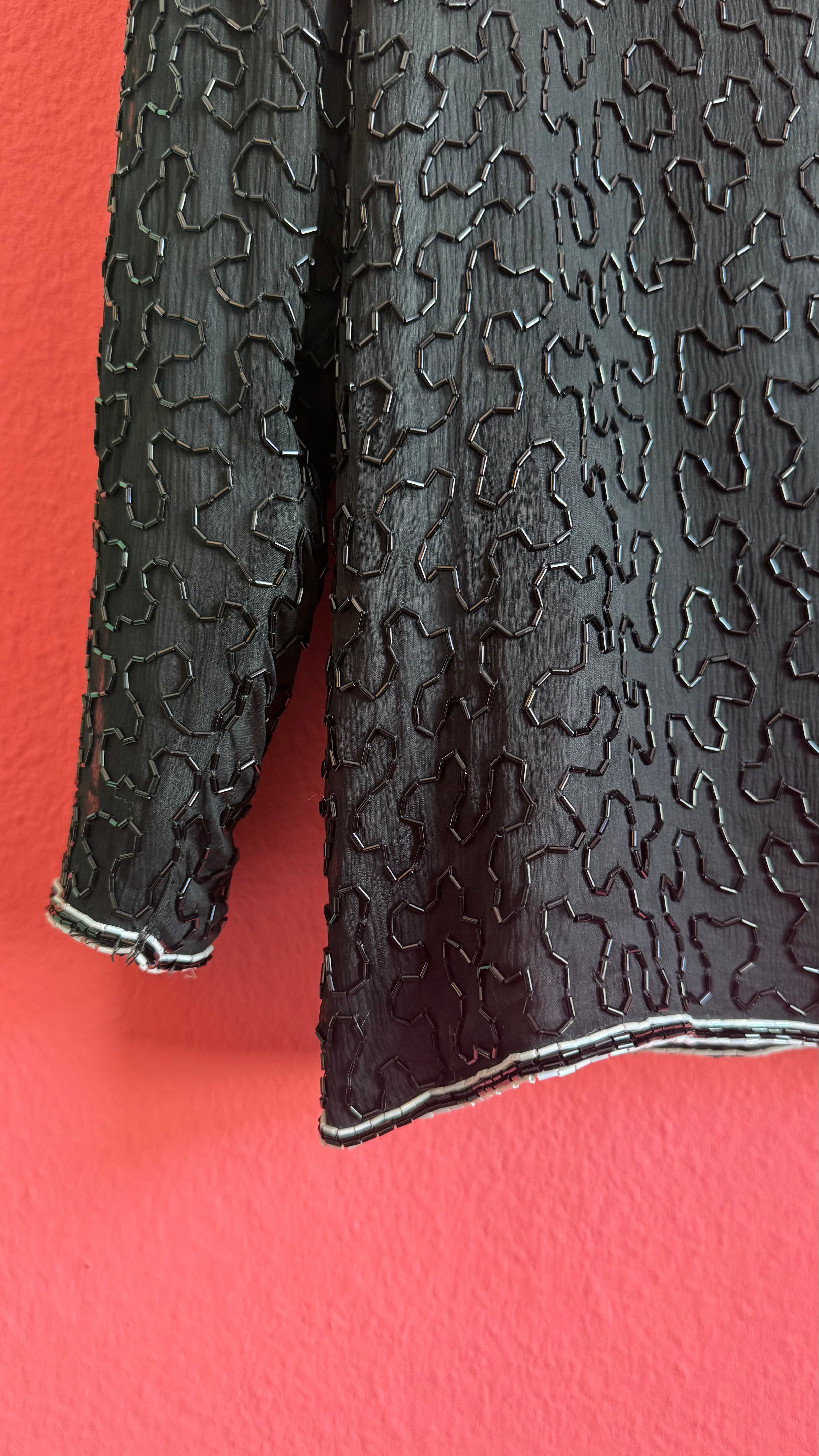 Vintage 1980s Black Silk Beaded Evening Jacket