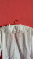 Vintage 1970s White Cotton Ruffle Blouse With Crochet Insets