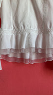 Vintage 1970s White Cotton Ruffle Blouse With Crochet Insets