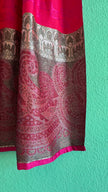 Vintage 1980s Fuchsia Jacquard Tracht Apron With Paisley Border