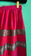 Vintage 1980s Fuchsia Jacquard Tracht Apron With Paisley Border