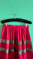 Vintage 1980s Fuchsia Jacquard Tracht Apron With Paisley Border
