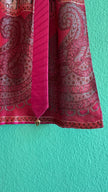 Vintage 1980s Fuchsia Jacquard Tracht Apron With Paisley Border