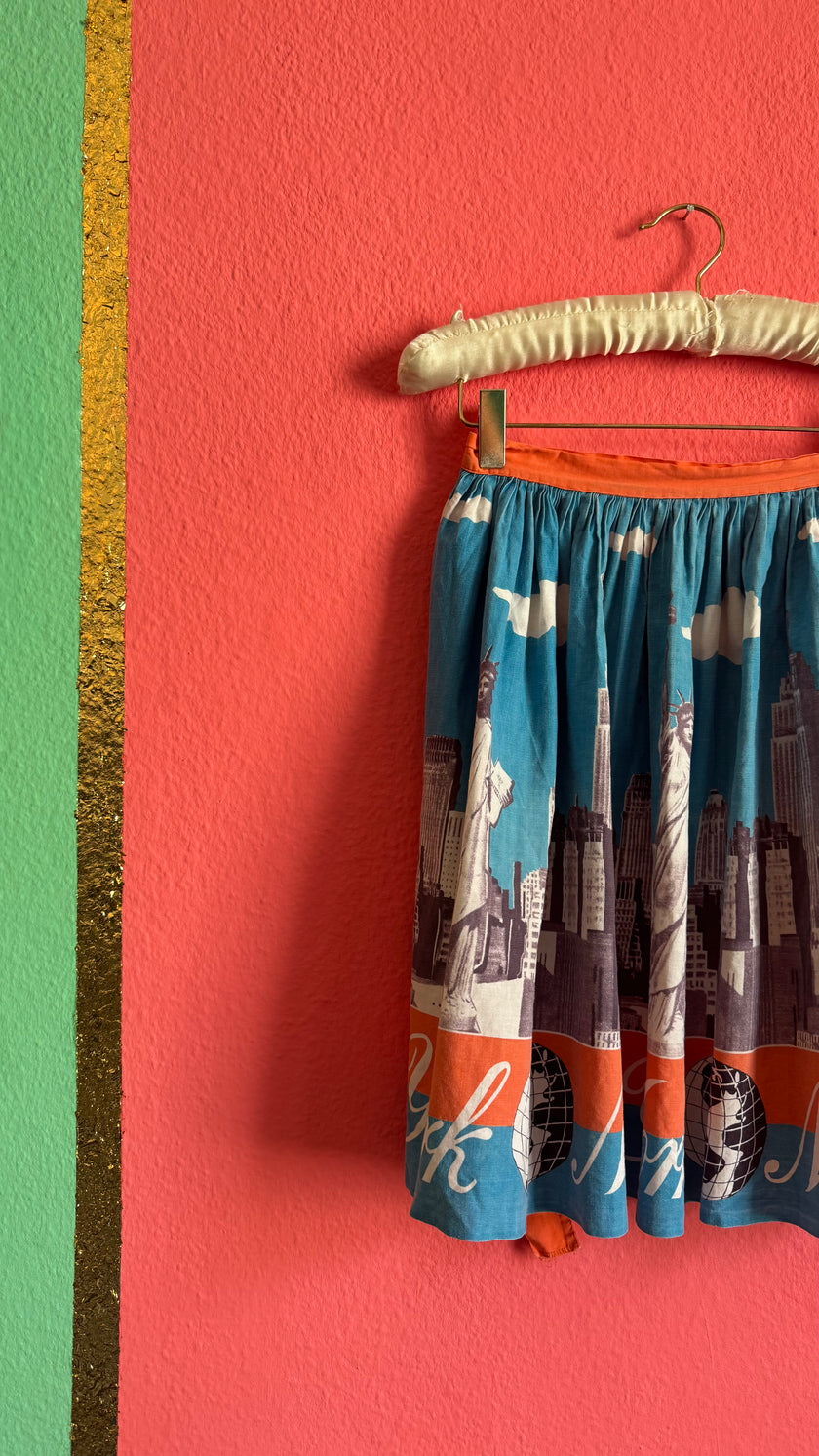 Vintage 1950s New York City Print Cotton Apron