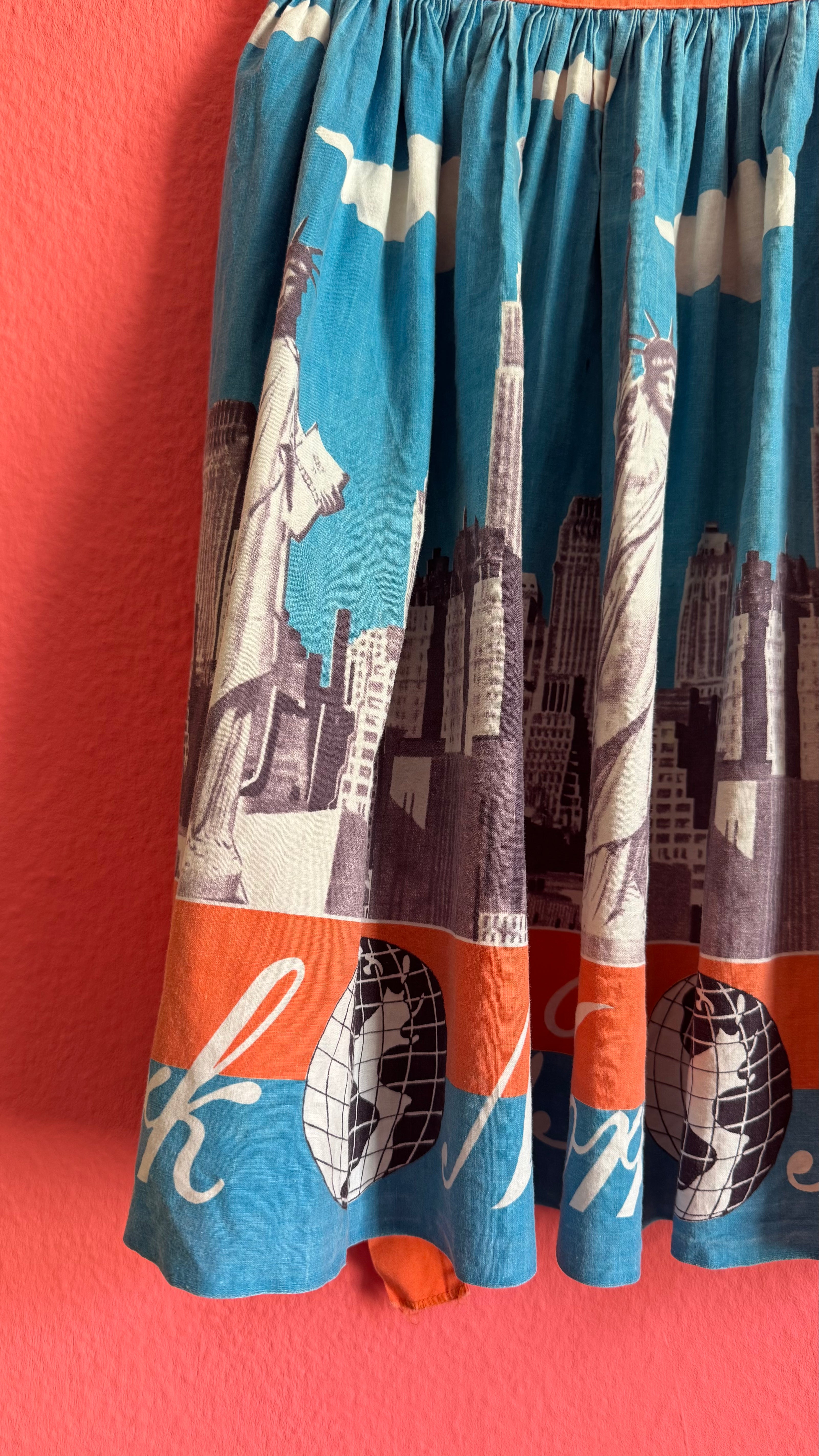 Vintage 1950s New York City Print Cotton Apron
