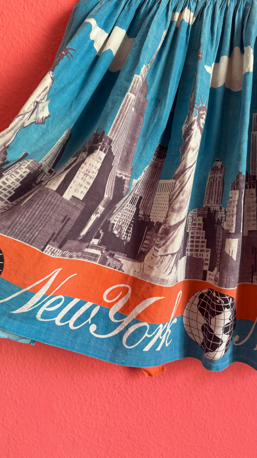 Vintage 1950s New York City Print Cotton Apron
