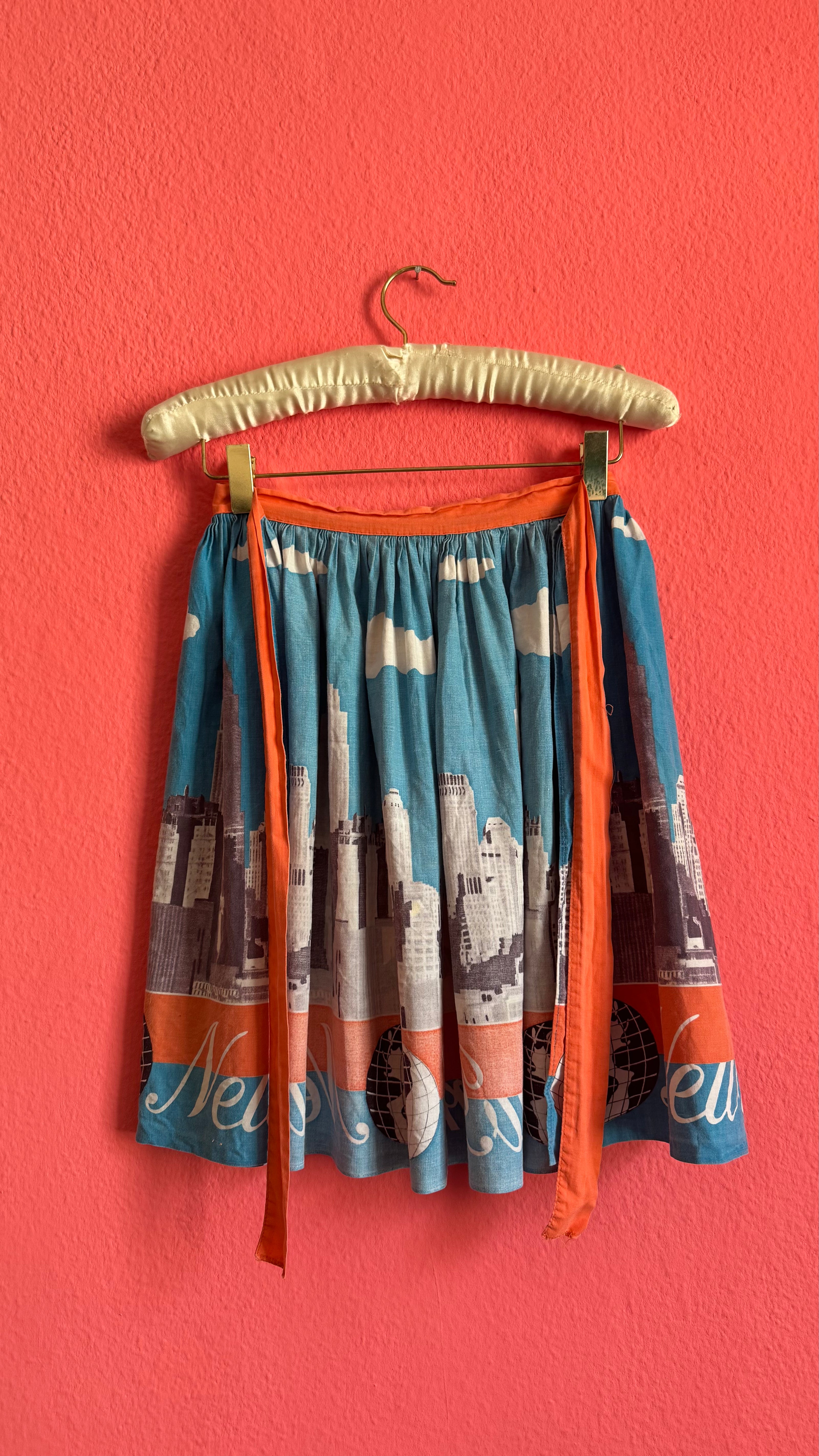Vintage 1950s New York City Print Cotton Apron