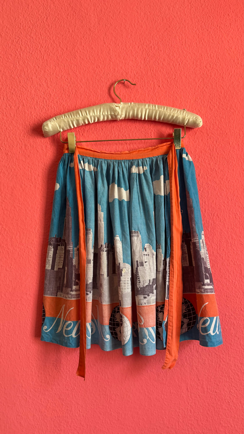 Vintage 1950s New York City Print Cotton Apron