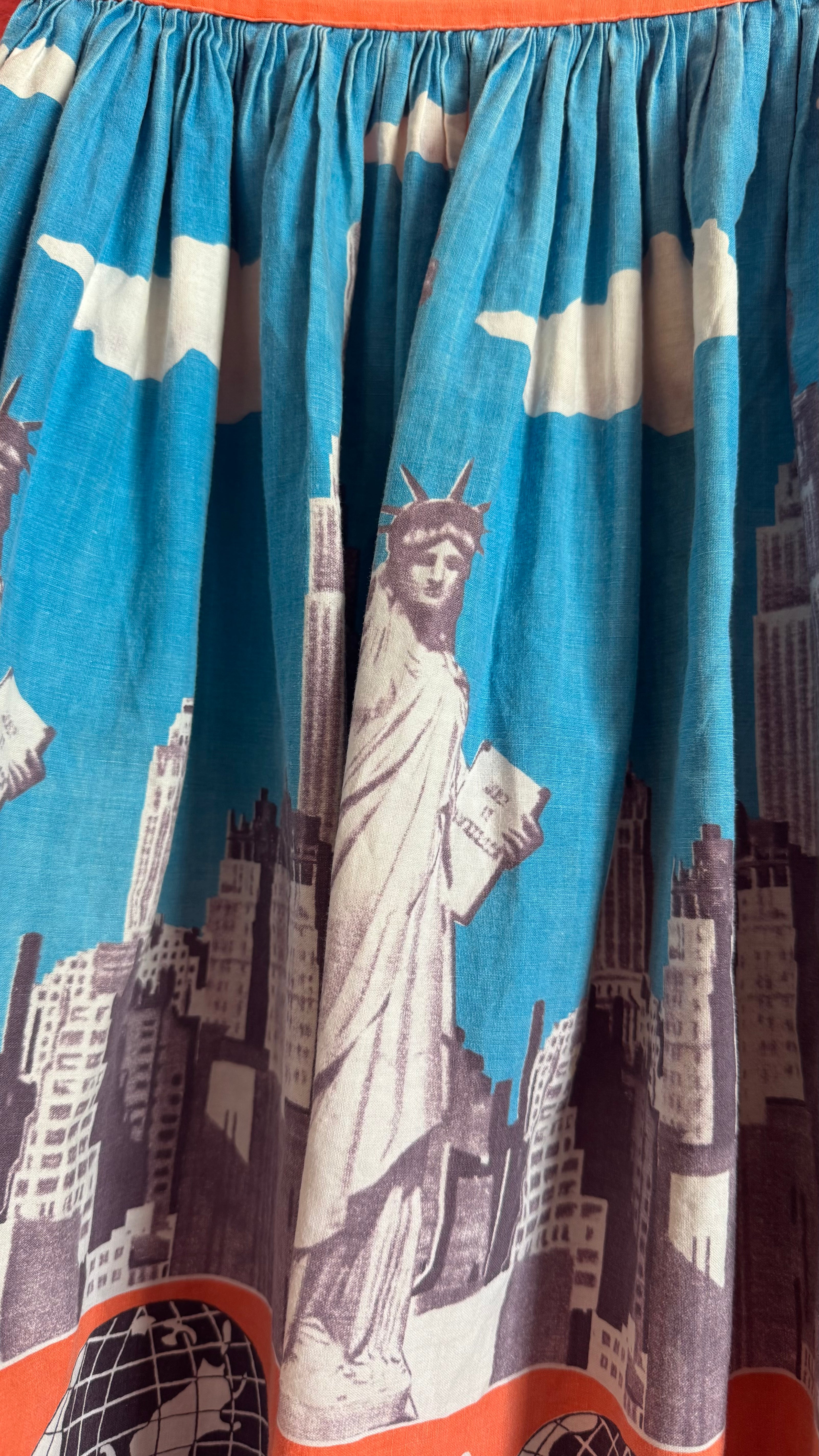 Vintage 1950s New York City Print Cotton Apron