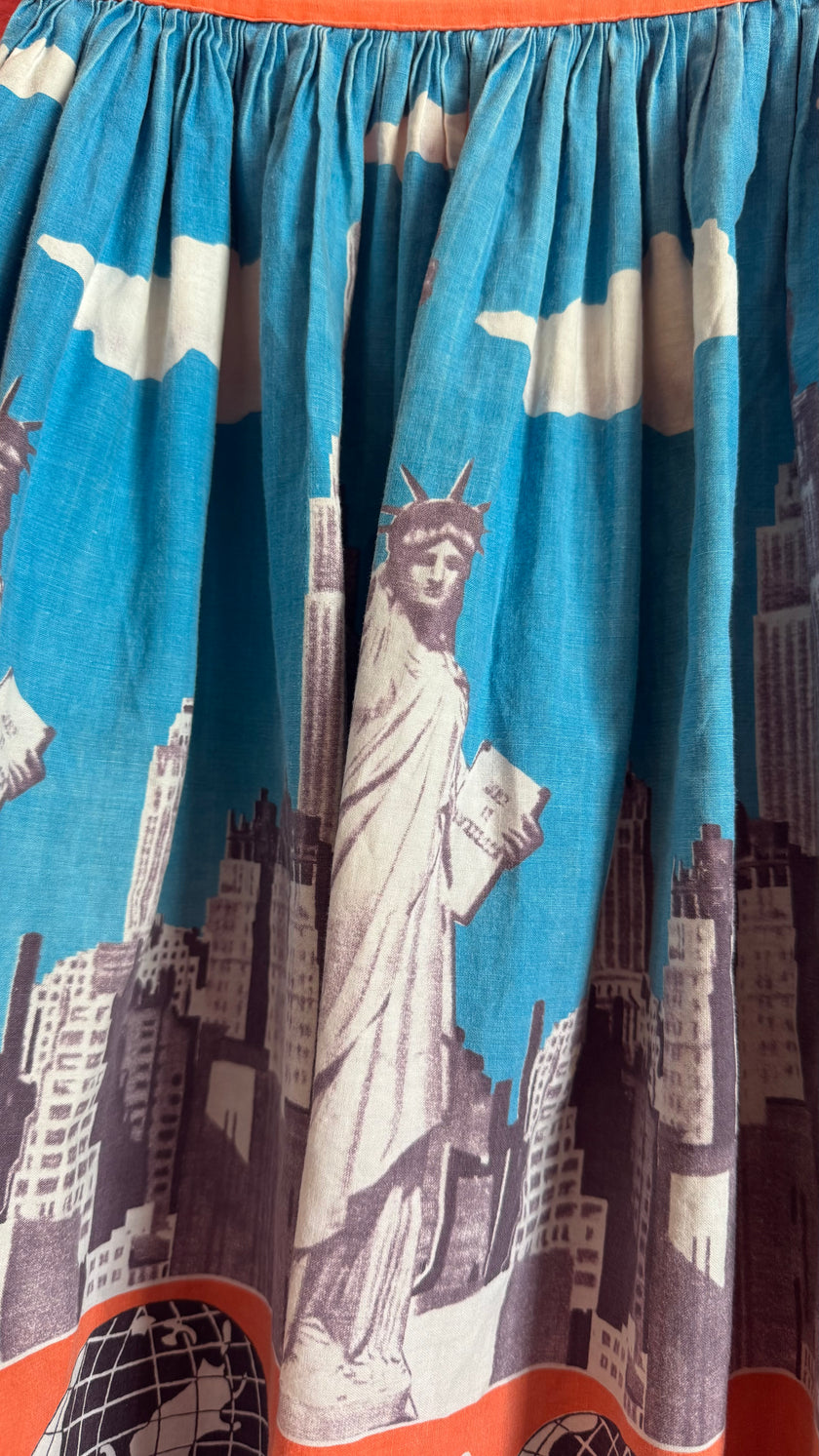 Vintage 1950s New York City Print Cotton Apron