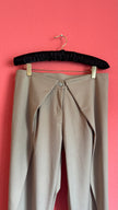Vintage 1990s Taupe Wrap-Front Trousers With Back Tie