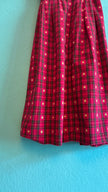 Vintage 1970s Red Tartan Floral Day Dress