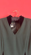 Vintage 1990s Escada Dark Green Virgin Wool Dress With Velvet Panels
