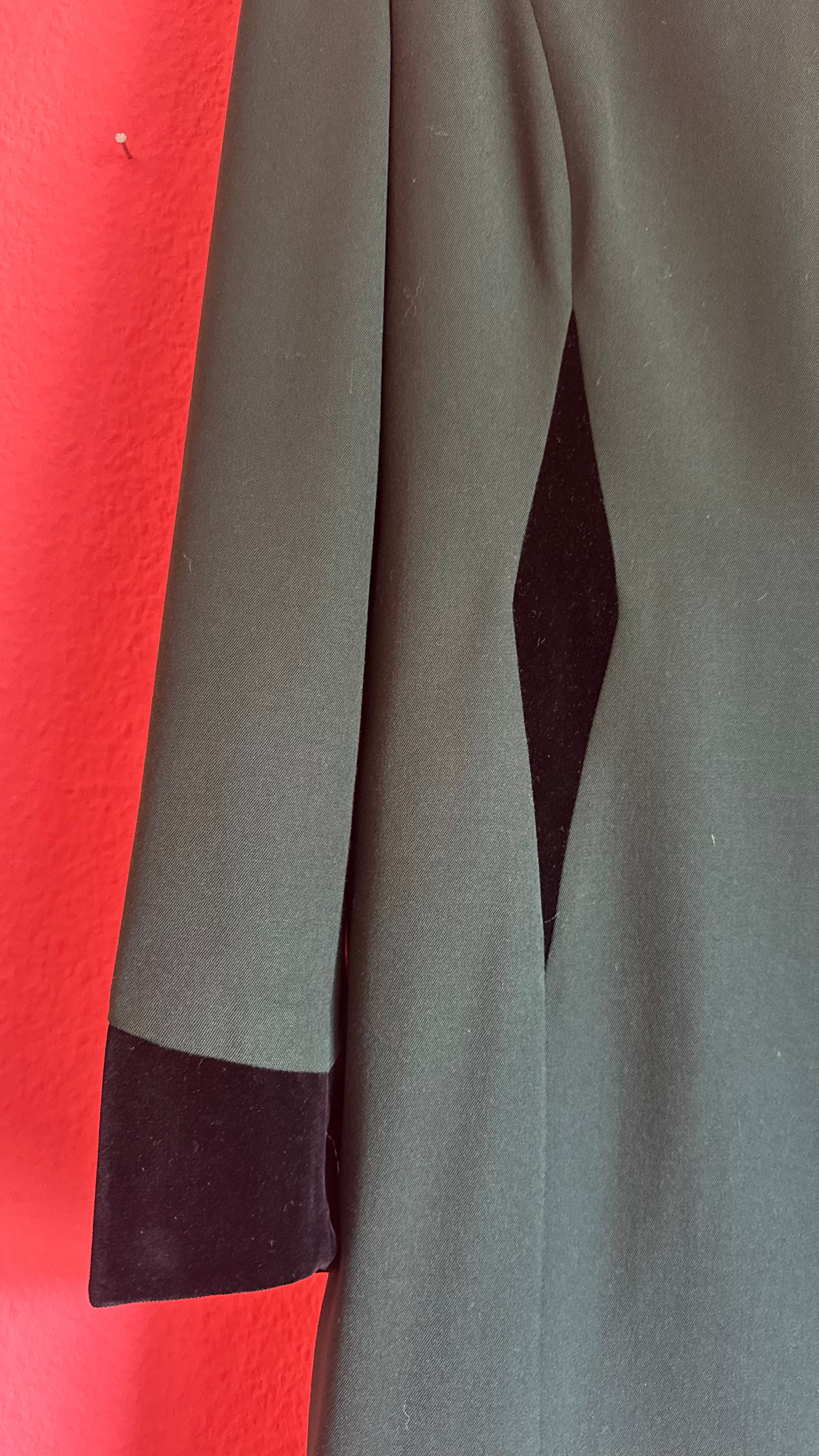 Vintage 1990s Escada Dark Green Virgin Wool Dress With Velvet Panels
