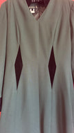 Vintage 1990s Escada Dark Green Virgin Wool Dress With Velvet Panels