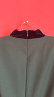 Vintage 1990s Escada Dark Green Virgin Wool Dress With Velvet Panels