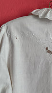 Vintage 1970s White Embroidered Blouse With Butterfly Appliqués
