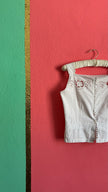 Vintage 1950s White Linen Camisole With Cutwork Embroidery