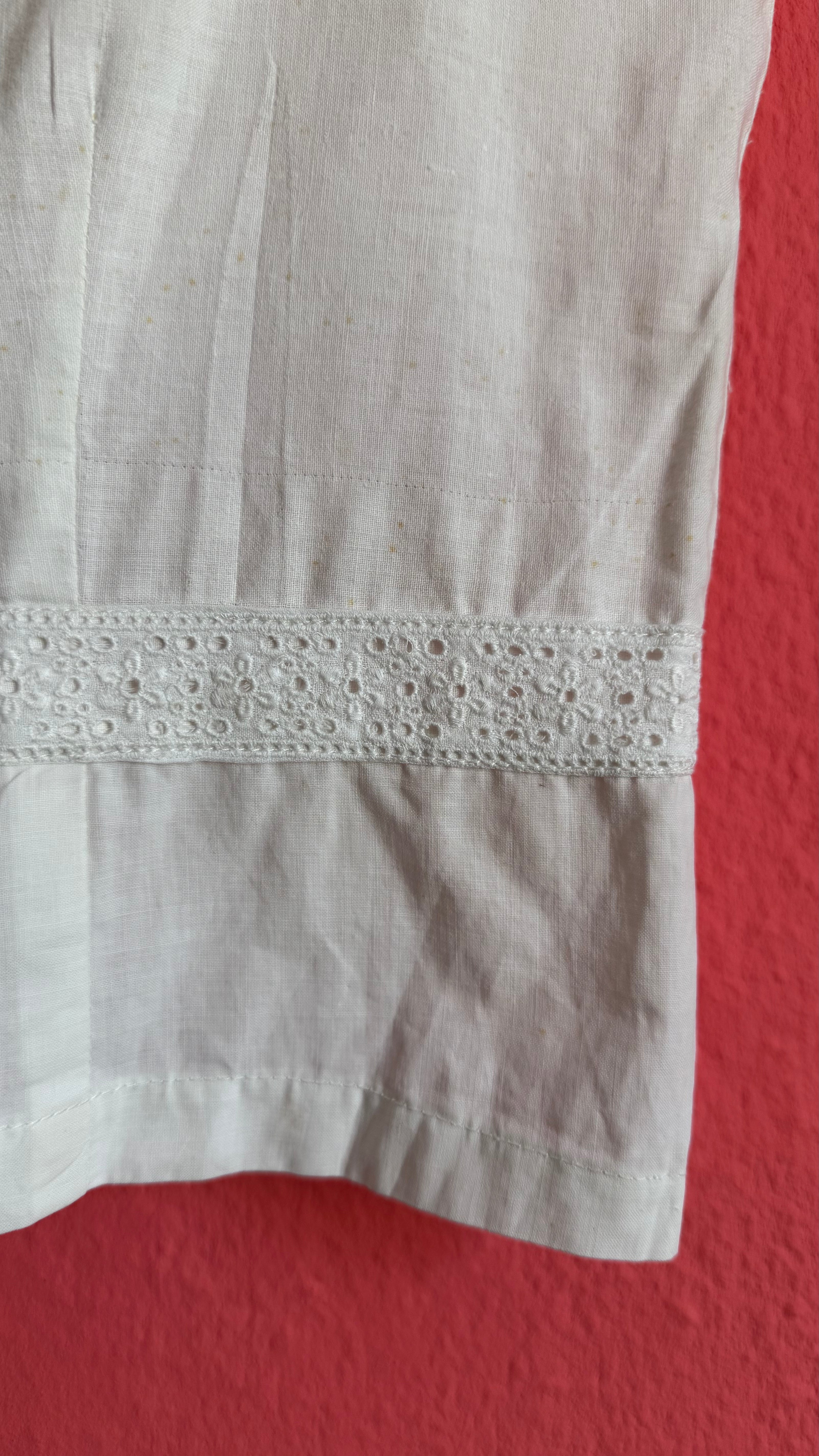 Vintage 1950s White Linen Camisole With Cutwork Embroidery