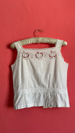 Vintage 1950s White Linen Camisole With Cutwork Embroidery