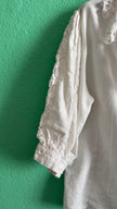 Vintage 1980s White Linen Blouse With Lace Collar