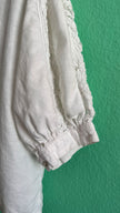 Vintage 1980s White Linen Blouse With Lace Collar