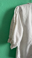 Vintage 1980s White Linen Blouse With Lace Collar
